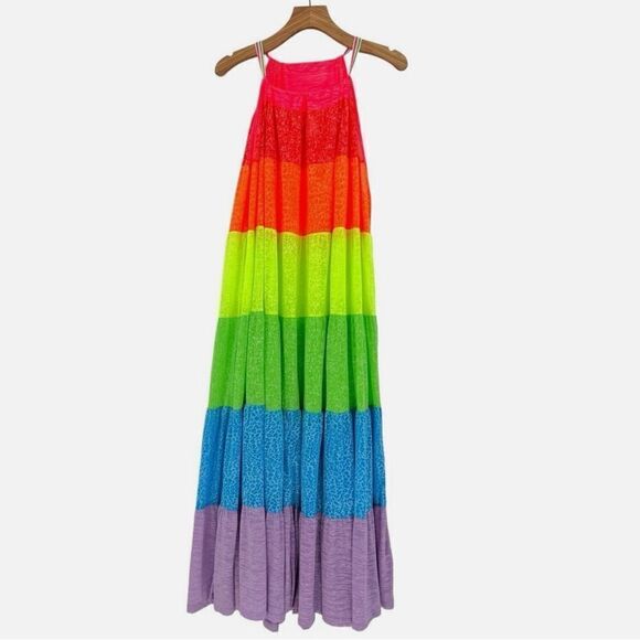 PITUSA POPSICLE COTTON MIX HALTER DRESS - RAINBOW Petite - Picture 3 of 5